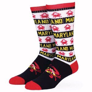 Maryland Crab and Flag Striped Crew Socks - NEW Fast Ship